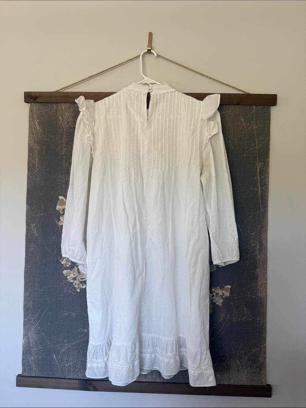 Reformation Dinah White Ruffle High-Neck dress women’s 12 * - Picture 6 of 11